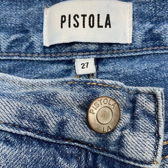 Pistola Charlie high rise ankle straight button fly double denim panels size 27 - Picture 10 of 16